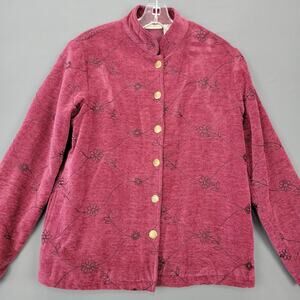 White Stag Purple Plum Jacket Women Size M  Lightweight Knit Long Sleeve Buttons